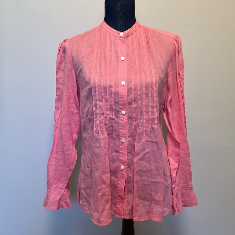 Tracy m pink linen blouse size large